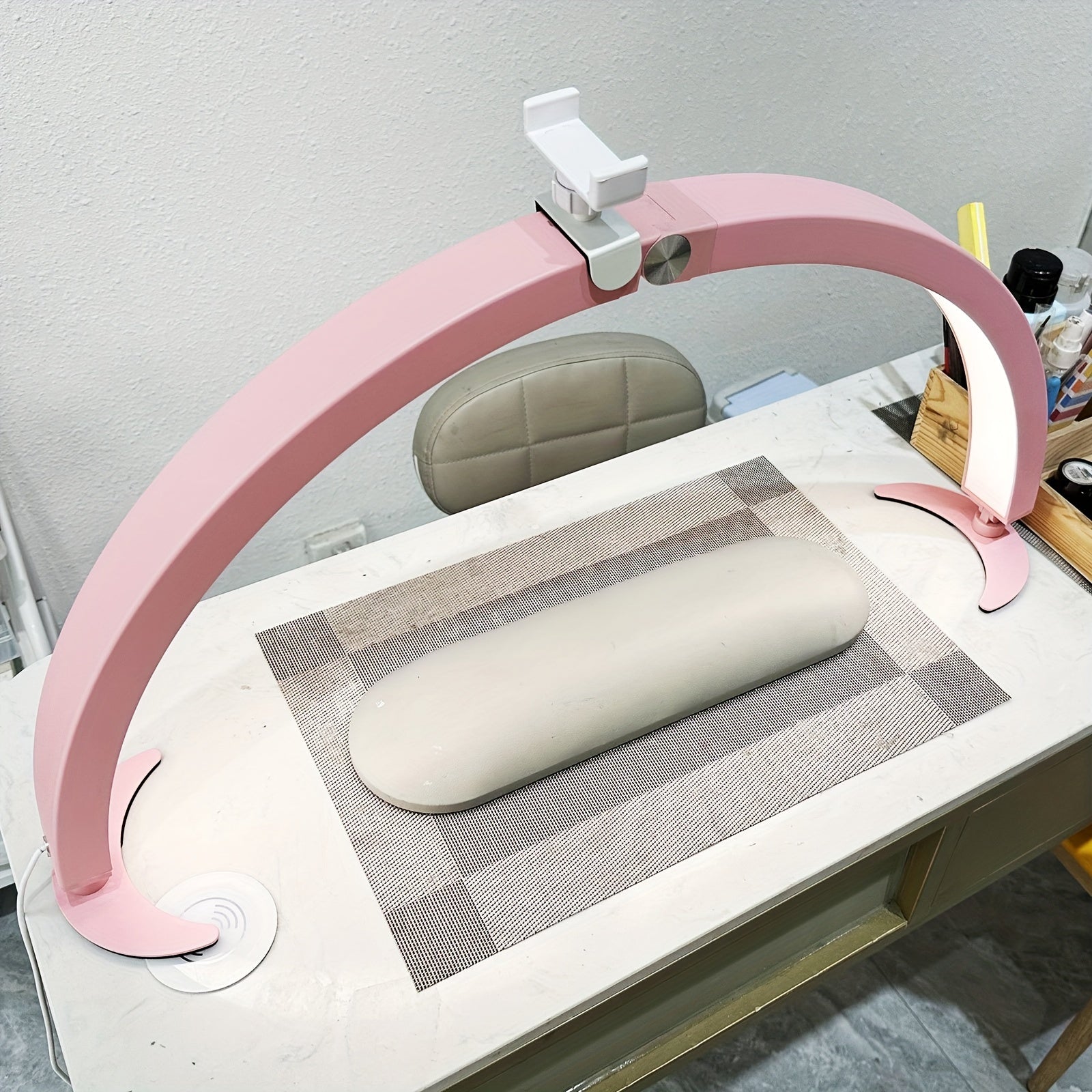Nail Studio Set Lamp, Eyelash Lamp, Foldable Half Moon Lamp, With Remote Control And Phone Stand, 7 Colors And 10 Brightness Can Be Adjusted For Salon Nail/tattoo/eyebrow Tattoo/facial Beauty Lamp